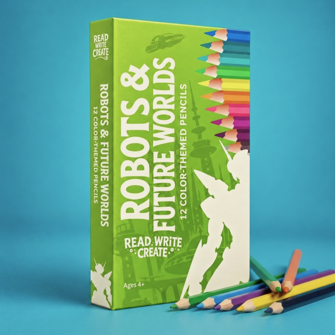Robots &amp; Future Worlds Color-Themed Pencils with Collectible Magnetic Gift Box